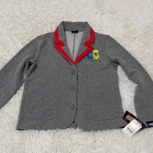 Stylish Kids' Gray Blazer with Red Accents